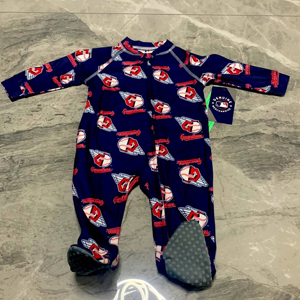 Genuine Merchandise - Cleveland Guardians Baseball Zip Up Sleeper Footie Pajamas